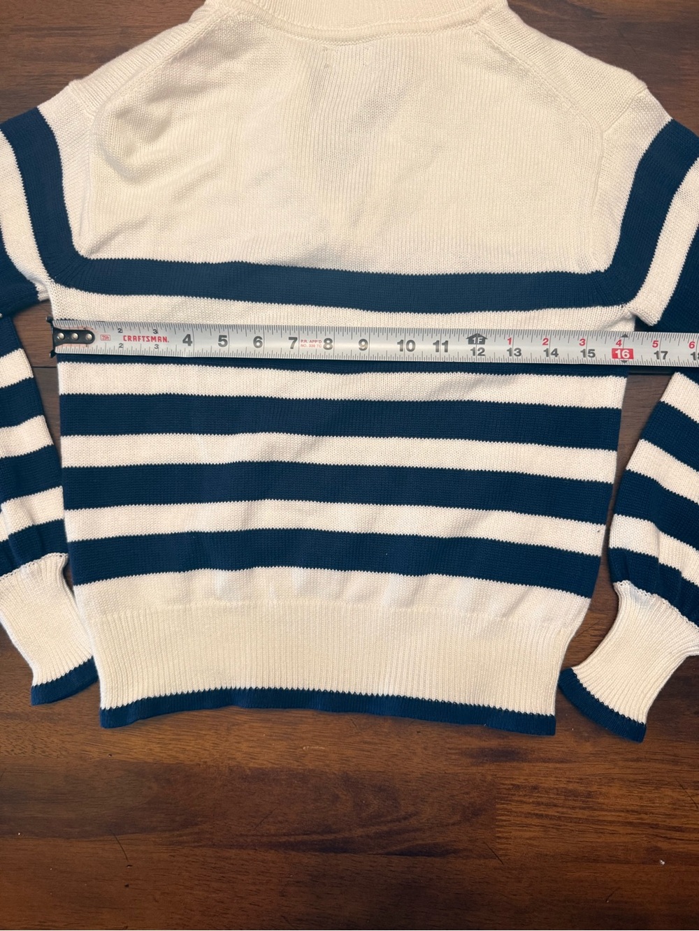 J. Crew Striped Half-Zip Sweater with Pearl Zipper in Blue and Cream - Picture 8 of 10